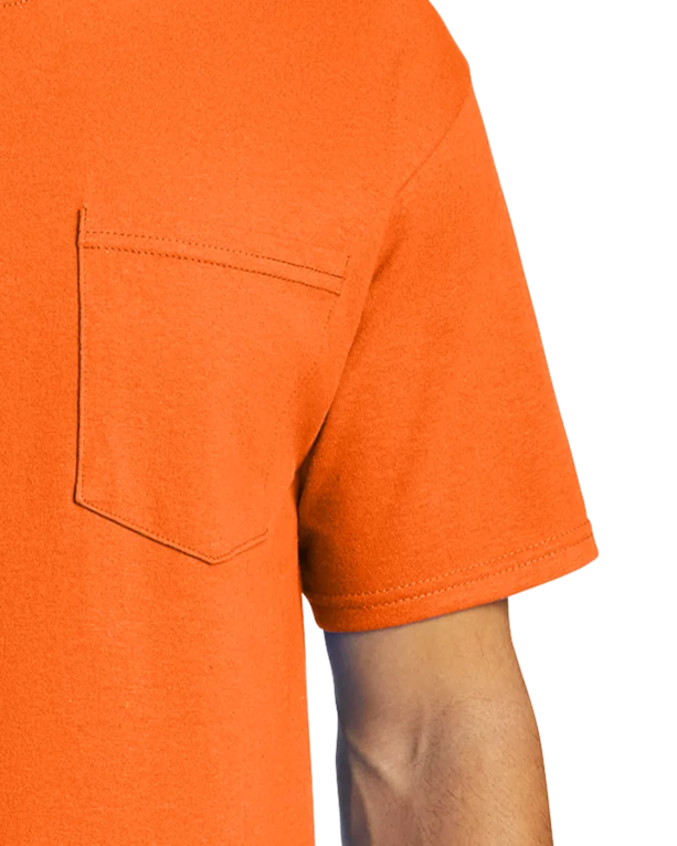 Closeup of a PC61P Port & Company Essential Tee with Pocket